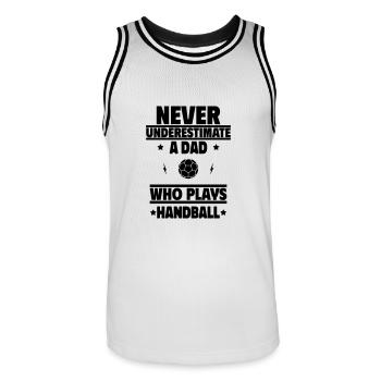 Ne sous-estimez jamais un papa qui joue au handball - Maillot de basket Homme - blanc/noir - Devant - AI Model Male 185 dark (185cm)