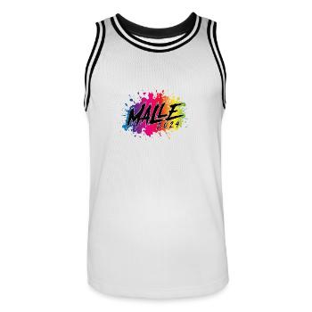 Malle 2024 Bunt Palma - Männer Basketball-Trikot - Weiß/Schwarz - Vorne - AI Model Male 185 dark (185cm)