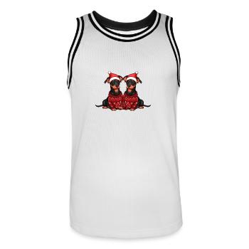 Dobermann Hund Weihnachten Team - Männer Basketball-Trikot - Weiß/Schwarz - Vorne - AI Model Male 185 dark (185cm)