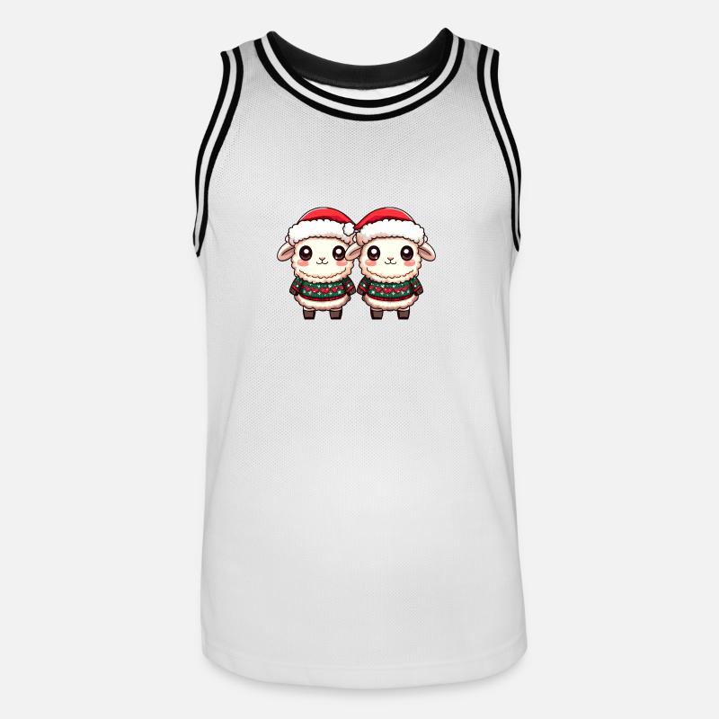 Équipe de Noël des moutons - Maillot de basket Homme - blanc/noir