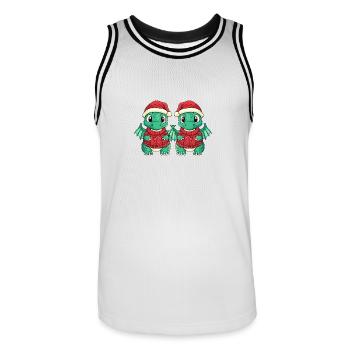 Drache Weihnachten Team - Männer Basketball-Trikot - Weiß/Schwarz - Vorne - AI Model Male 185 dark (185cm)