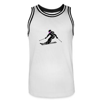 Ski Fahren Skiing Frau Symbol - Männer Basketball-Trikot - Weiß/Schwarz - Vorne - AI Model Male 185 dark (185cm)