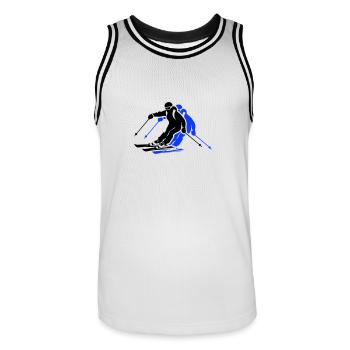 Ski Fahren Skiing Mann Symbol - Männer Basketball-Trikot - Weiß/Schwarz - Vorne - AI Model Male 185 dark (185cm)