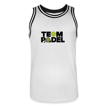 Team Padel 1 - Männer Basketball-Trikot - Weiß/Schwarz - Vorne - AI Model Male 185 dark (185cm)