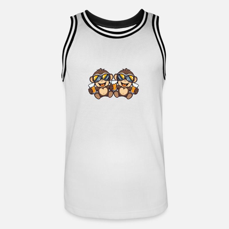 Bière Monkey Ski Team - Maillot de basket Homme - blanc/noir