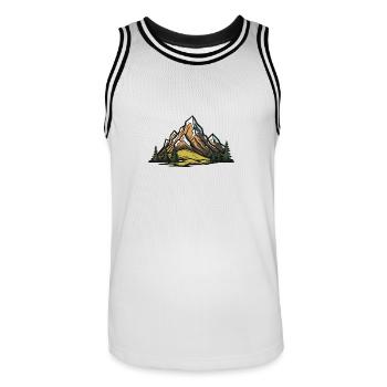 Mountains Landscape - Men's Basketball Jersey - white/black - Front - AI Model Male 185 dark (185cm)