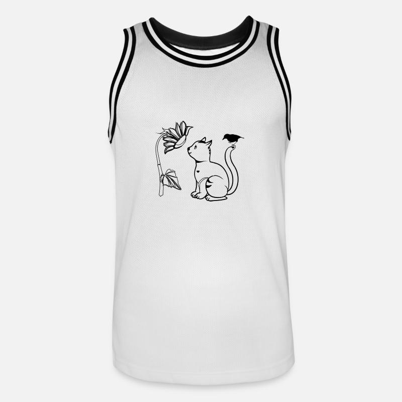 Oiseau fleur de chat - Maillot de basket Homme - blanc/noir