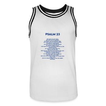 Psalm 23 - Bibel - Jesus Christus - Bibelverse - Männer Basketball-Trikot - Weiß/Schwarz - Vorne - AI Model Male 185 dark (185cm)