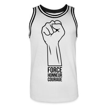 Force Honor Courage - Men's Basketball Jersey - white/black - Front - AI Model Male 185 dark (185cm)