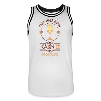 Cabin #12 in Camp Half Blood, Child of Dionysus - Men's Basketball Jersey - white/black - Front - AI Model Male 185 dark (185cm)