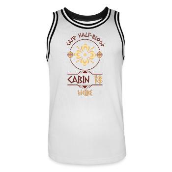 Cabin #18 in Camp Half Blood, Child of Hebe - Men's Basketball Jersey - white/black - Front - AI Model Male 185 dark (185cm)
