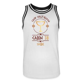 Cabin #18 in Camp Half Blood, Child of Hebe - Men's Basketball Jersey - white/black - Front - AI Model Male 185 dark (185cm)