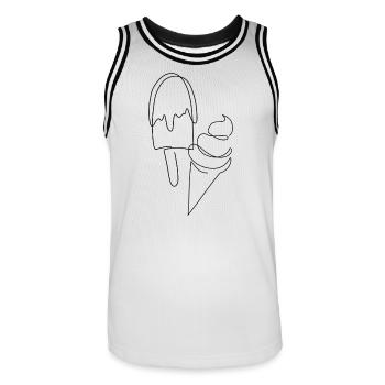 "IceIce (Baby)" Sommer Lineart Eis / Ice Cream - Männer Basketball-Trikot - Weiß/Schwarz - Vorne - AI Model Male 185 dark (185cm)
