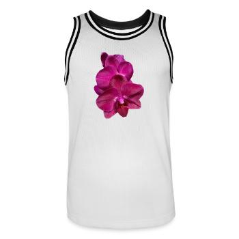 Phalaenopsis Hybride Rose Violet Fleur d’Orchidée - Maillot de basket Homme - blanc/noir - Devant - AI Model Male 185 dark (185cm)
