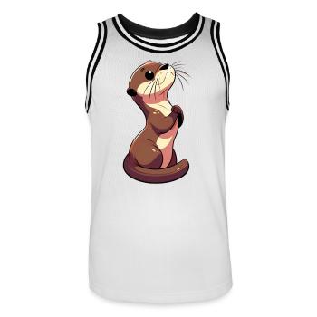 Loutre - Maillot de basket Homme - blanc/noir - Devant - AI Model Male 185 dark (185cm)