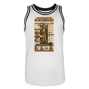 Die Besserwisserin – ungefragt kompetent - Männer Basketball-Trikot - Weiß/Schwarz - Vorne - AI Model Male 185 dark (185cm)