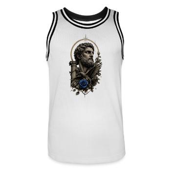 Tattoo art with blue rose - Men's Basketball Jersey - white/black - Front - AI Model Male 185 dark (185cm)