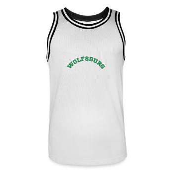 Wolfsburg - Männer Basketball-Trikot - Weiß/Schwarz - Vorne - AI Model Male 185 dark (185cm)