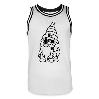 Cooler Zwerg/Wichtel mit Sonnenbrille und Bong - Männer Basketball-Trikot - Weiß/Schwarz - Vorne - AI Model Male 185 dark (185cm)