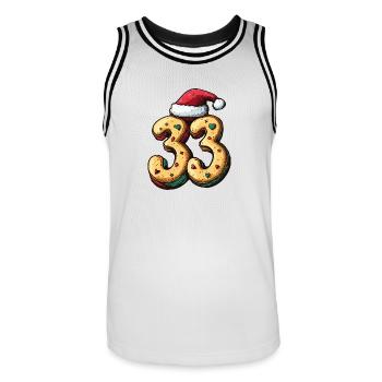 33 Nombre Noël - Maillot de basket Homme - blanc/noir - Devant - AI Model Male 185 dark (185cm)