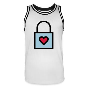 Padlock, love lock - Men's Basketball Jersey - white/black - Front - AI Model Male 185 dark (185cm)