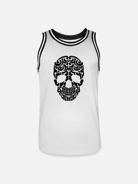 skull_tribal - Männer Basketball-Trikot - Weiß/Schwarz
