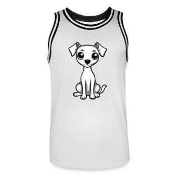 Whippet Chien Bande dessinée Mignon - Maillot de basket Homme - blanc/noir - Devant - AI Model Male 185 dark (185cm)