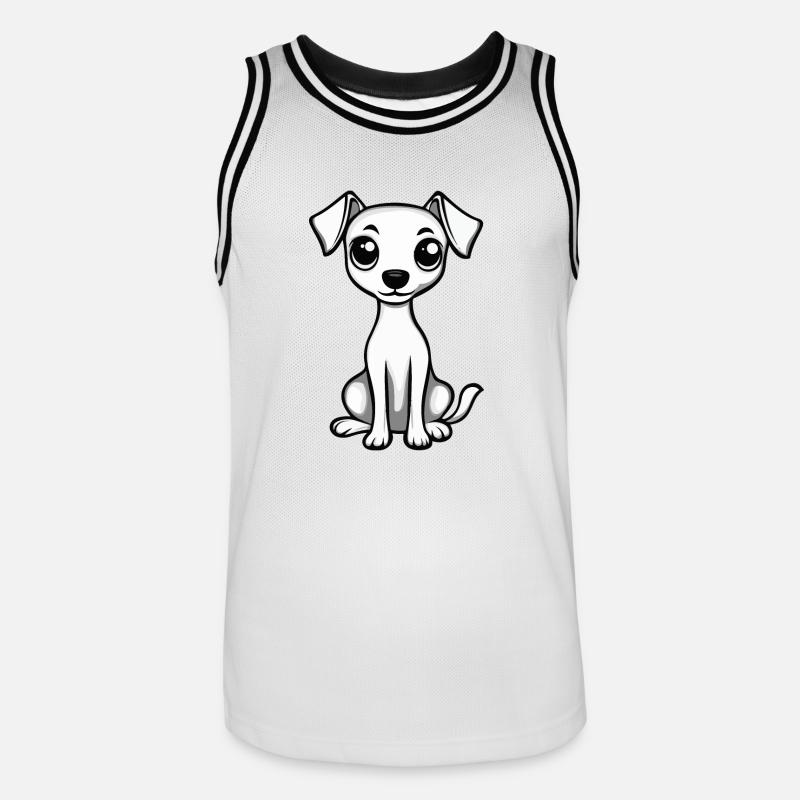 Whippet Hund Comic Niedlich - Männer Basketball-Trikot - Weiß/Schwarz