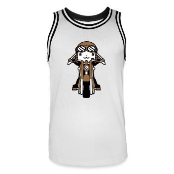 Lapin Moto Riding Motard Scooter Mobylette Cool - Maillot de basket Homme - blanc/noir - Devant - AI Model Male 185 dark (185cm)