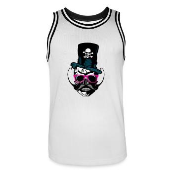 Tod Kopf Schnurrbart hipster Schnurrbart Schädel ana - Männer Basketball-Trikot - Weiß/Schwarz - Vorne - AI Model Male 185 dark (185cm)