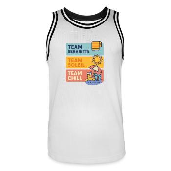 Outfit été : Team Serviette Team Soleil Team Chill - Maillot de basket Homme - blanc/noir - Devant - AI Model Male 185 dark (185cm)