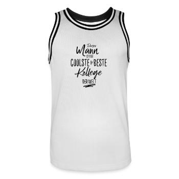kollege der Beste (s) - Männer Basketball-Trikot - Weiß/Schwarz - Vorne - AI Model Male 185 dark (185cm)