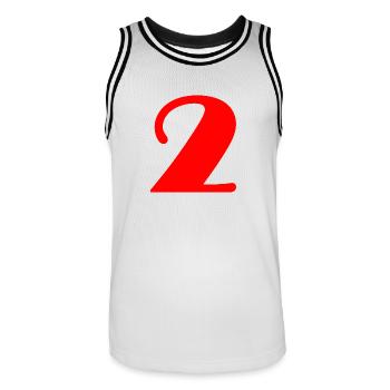 2 YEARS. 2nd ANNIVERSARY. 2 YEAR ANNIVERSARY. 2 - Men's Basketball Jersey - white/black - Front - AI Model Male 185 dark (185cm)