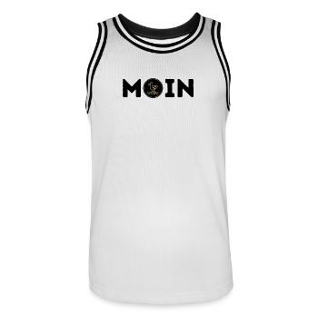 Bonjour avec Seagull - Maillot de basket Homme - blanc/noir - Devant - AI Model Male 185 dark (185cm)