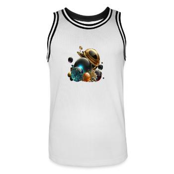 Planeten als Murmeln - Männer Basketball-Trikot - Weiß/Schwarz - Vorne - AI Model Male 185 dark (185cm)