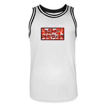 20. 20 JAHRE. 20-JÄHRIGES JUBILÄUM. GEBURTSTAG 20 JAHRE. - Männer Basketball-Trikot - Weiß/Schwarz - Vorne - AI Model Male 185 dark (185cm)