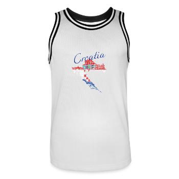 Croatia Flag - Männer Basketball-Trikot - Weiß/Schwarz - Vorne - AI Model Male 185 dark (185cm)