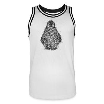 Pingouin gribouillage - Maillot de basket Homme - blanc/noir - Devant - AI Model Male 185 dark (185cm)