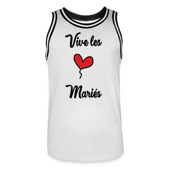 COUPLE. JUST MARRIED. EVJF. SAINT VALENTIN. LOVE. - Maillot de basket Homme - blanc/noir - Devant - AI Model Male 185 dark (185cm)