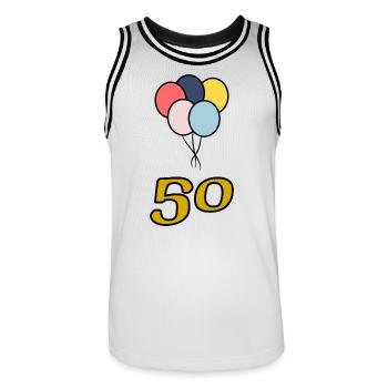 50. 50 YEARS. 50th ANNIVERSARY. 50 YEARS ANNIVERSARY. - Men's Basketball Jersey - white/black - Front - AI Model Male 185 dark (185cm)