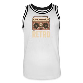 Retro Boombox Illustration - Vintage Radio - 80s - Men's Basketball Jersey - white/black - Front - AI Model Male 185 dark (185cm)