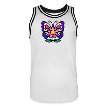 Papillon sur fleur - Maillot de basket Homme - blanc/noir - Devant - AI Model Male 185 dark (185cm)