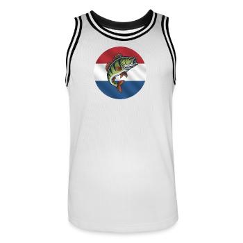 Pêche à la perche aux Pays-Bas - Maillot de basket Homme - blanc/noir - Devant - AI Model Male 185 dark (185cm)