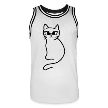 Chat Chats Chatons Animaux de compagnie Animal de compagnie - Maillot de basket Homme - blanc/noir - Devant - AI Model Male 185 dark (185cm)