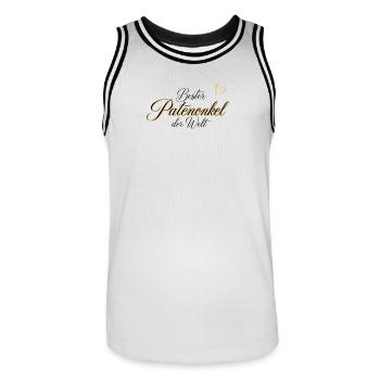Edles Geschenk für den Patenonkel - Männer Basketball-Trikot - Weiß/Schwarz - Vorne - AI Model Male 185 dark (185cm)