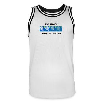 Sunday Padel Club - Men's Basketball Jersey - white/black - Front - AI Model Male 185 dark (185cm)