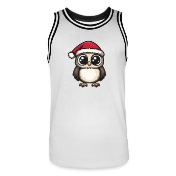 Hibou Noël Noël - Maillot de basket Homme - blanc/noir - Devant - AI Model Male 185 dark (185cm)