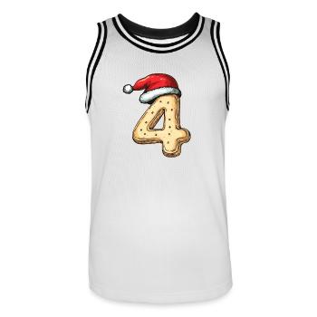 4 Nombre Noël - Maillot de basket Homme - blanc/noir - Devant - AI Model Male 185 dark (185cm)
