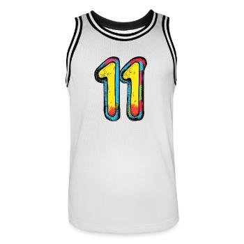 11 Zahl symbol - Männer Basketball-Trikot - Weiß/Schwarz - Vorne - AI Model Male 185 dark (185cm)
