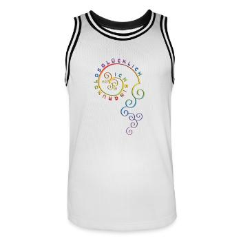 I'm groundless HAPPYness - Spiral - Men's Basketball Jersey - white/black - Front - AI Model Male 185 dark (185cm)